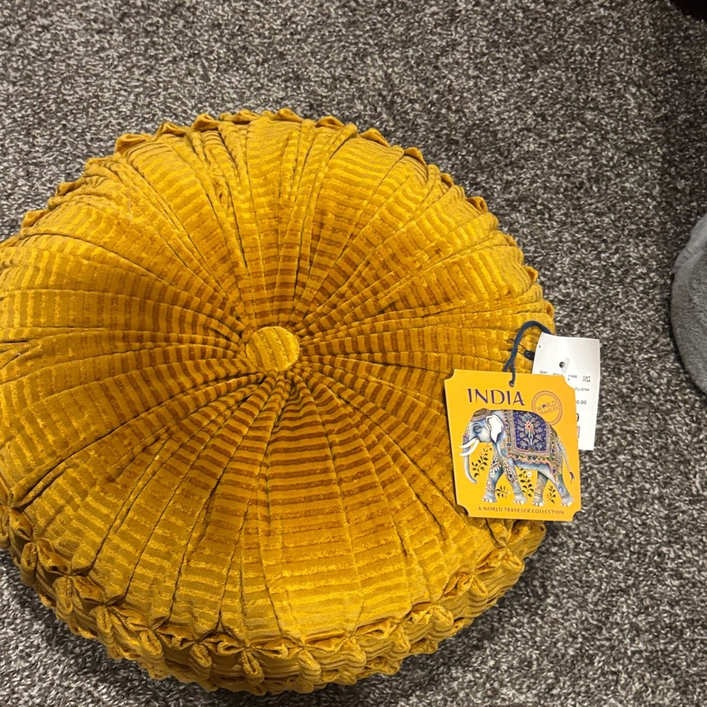 Collection Mustard Round Velvet Floor Pillow